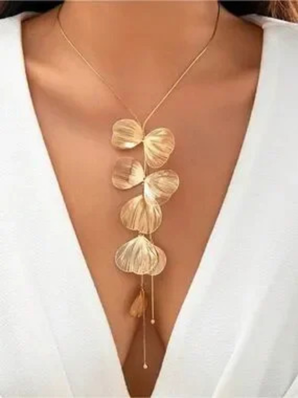 Gold Floral Drop Pendant Necklace